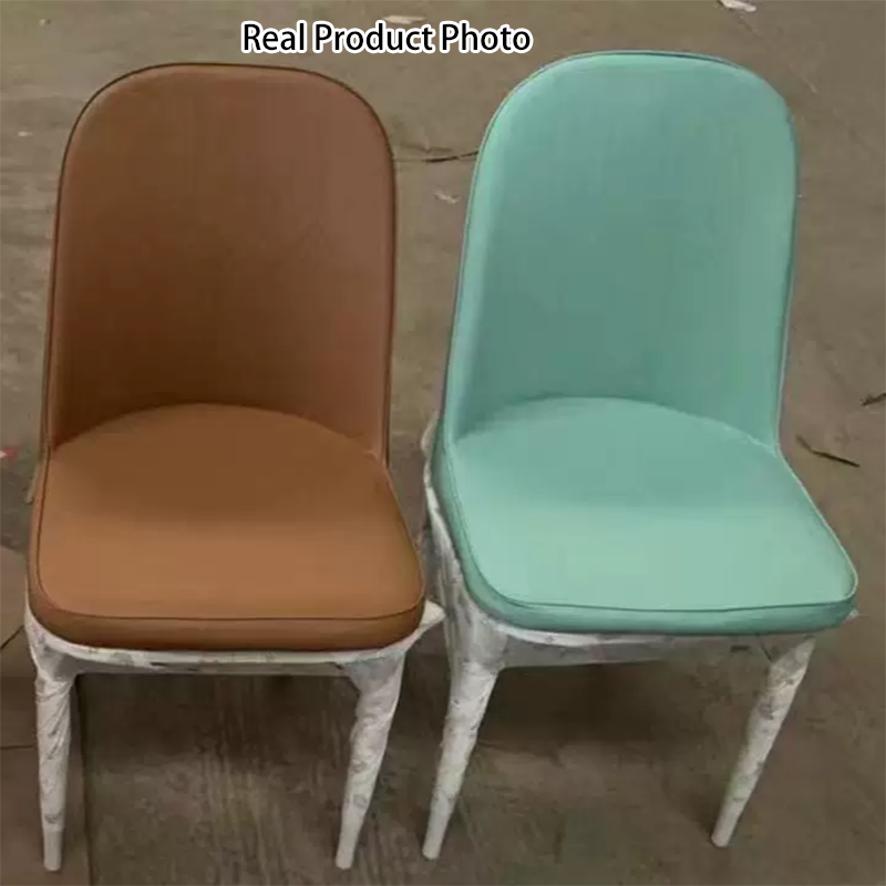 Moderner minimalistischer quadratischer rechteckiger PU-Leder-Kohlenstoffstahl-Esszimmerstuhl mit Rückenlehne für das Esszimmer 