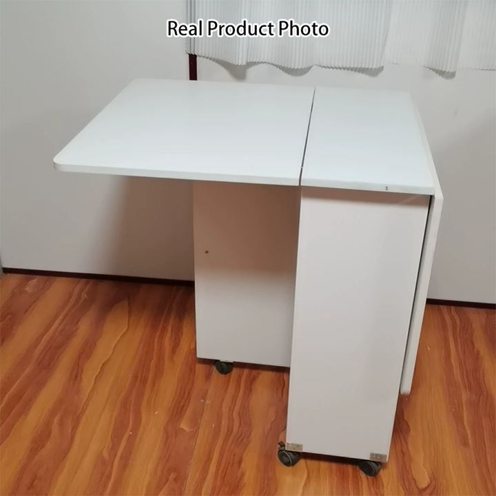 Modern Minimalist MDF Square &amp; Rectangular Folding Extendable Dining Table With Storage Cabinets For 6 Seats