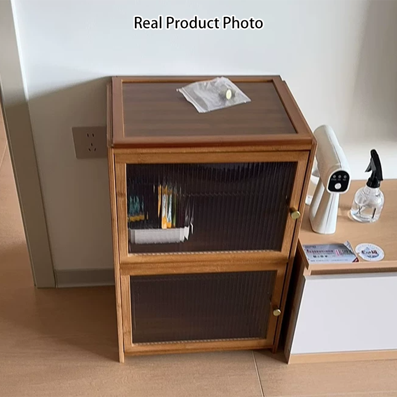 Moderner nordischer Nachttisch aus Nan-Bambus, MDF und Acryl in rechteckiger Form mit 3/4-stufigem Stauraum für das Schlafzimmer 