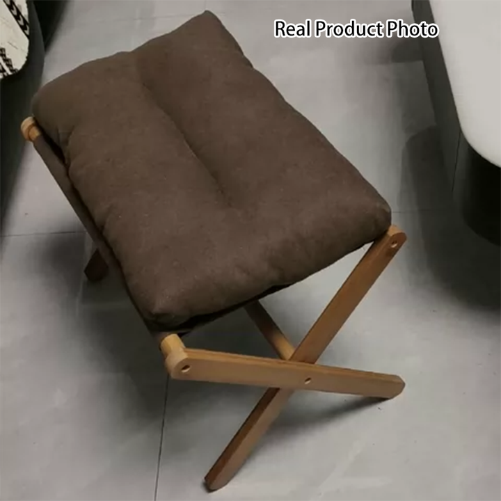 Contemporary Scandinavian Bamboo Faux Cashmere Rectangular Footstool With Foldable Design For Living Room And Entryway