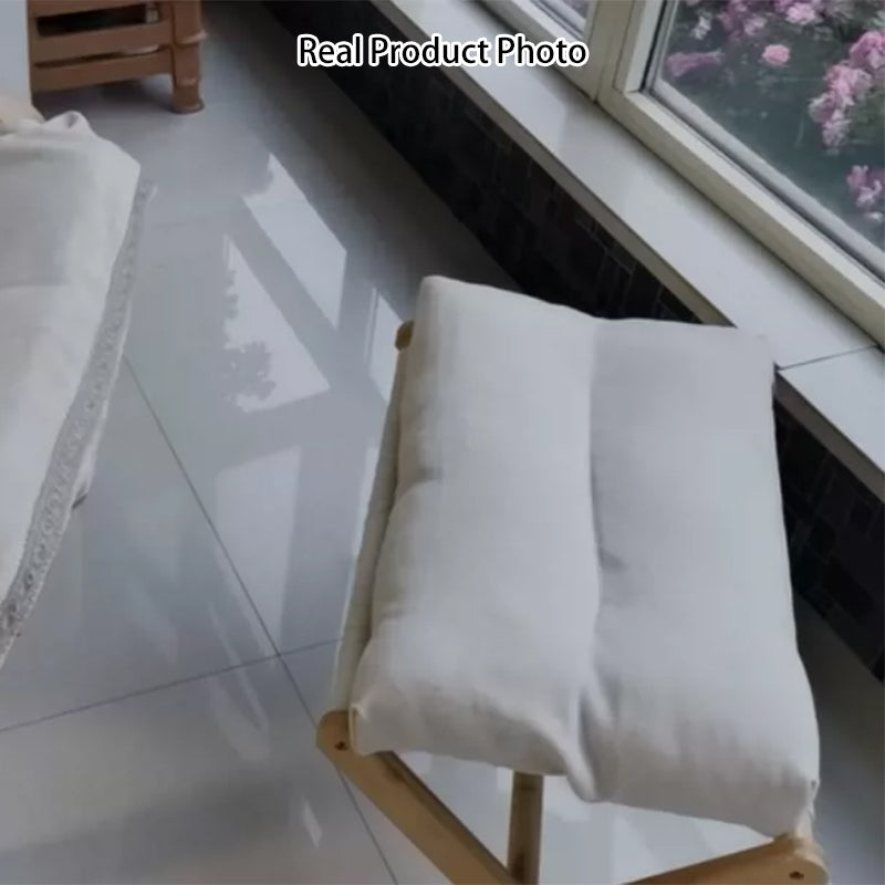 Contemporary Scandinavian Bamboo Faux Cashmere Rectangular Footstool With Foldable Design For Living Room And Entryway