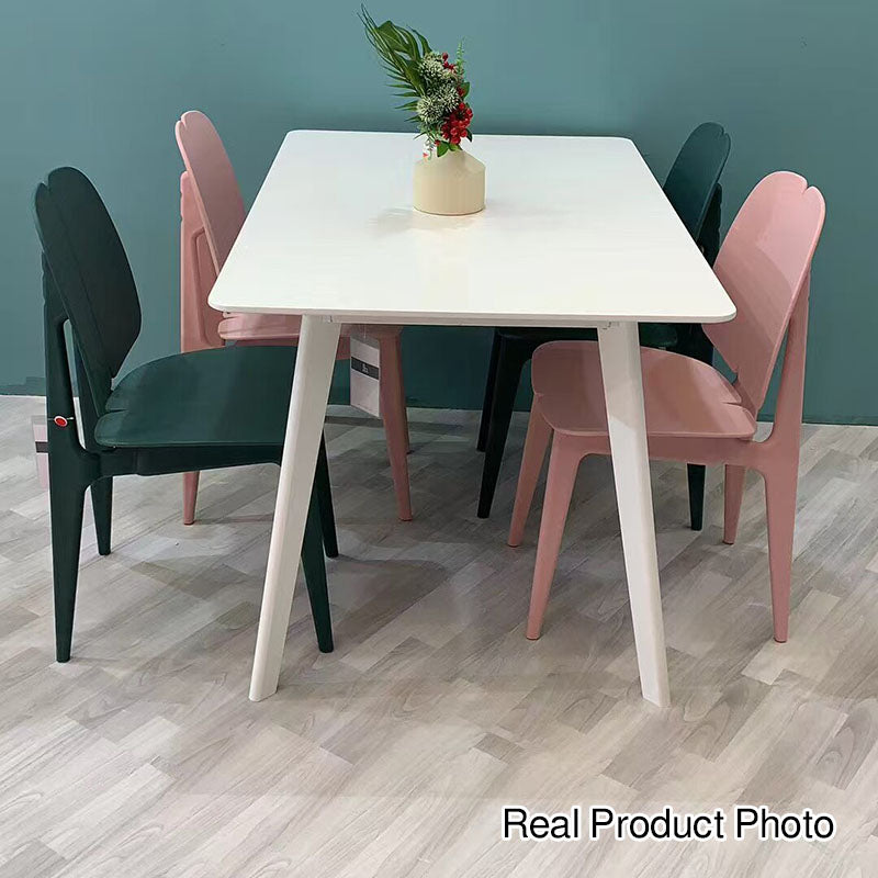 Zeitgenössischer skandinavischer Plastik-Stahl-Metall-Vierkant-Esszimmerstuhl mit Rückenlehne für das Esszimmer 