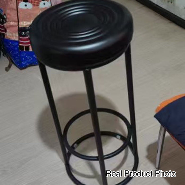 Modern Simplicity Leather Carbon Steel Cotton Metal Round Bar Stool Footrest For Kitchen