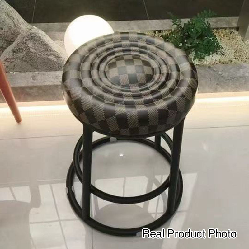 Modern Simplicity Leather Carbon Steel Cotton Metal Round Bar Stool Footrest For Kitchen