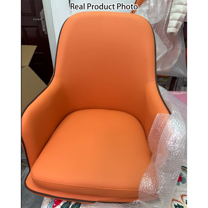Contemporary Nordic Faux Nappa Leather Plywood Iron Sponge Square Dining Chair Backrest Armrest For Dining Room