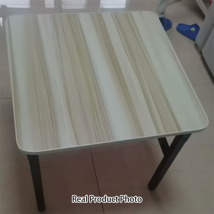 モダンミニマリストMDF＆カーボンスチール長方形ダイニングテーブル、4/6席用折りたたみデザイン 