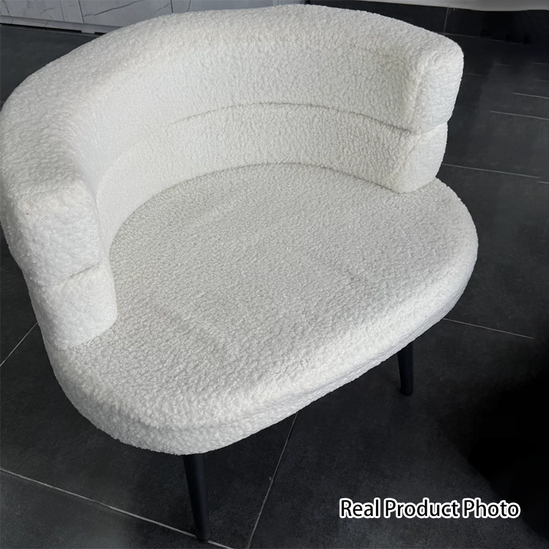 Modern Minimalist Oval Sherpa Fabric Carbon Steel Vanity Stool Backrest For Bedroom