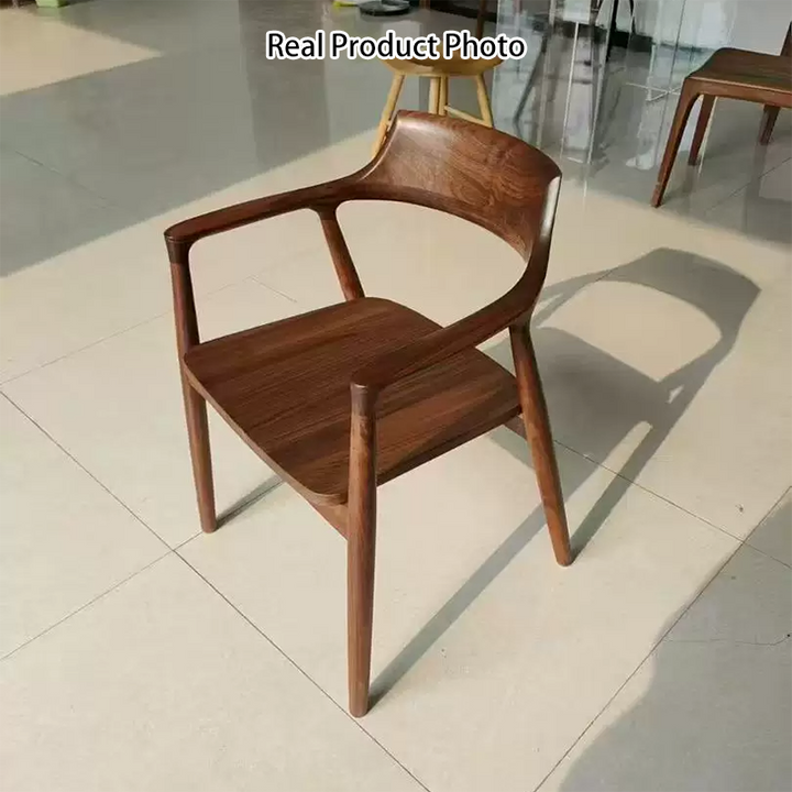 Traditonal Chinese Walnut Square Curved Dining Chair Backrest Armrest For Dininng Room
