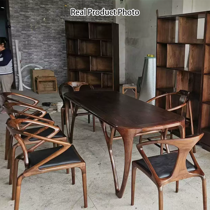 Traditonal Chinese Walnut Square Curved Dining Chair Backrest Armrest For Dininng Room
