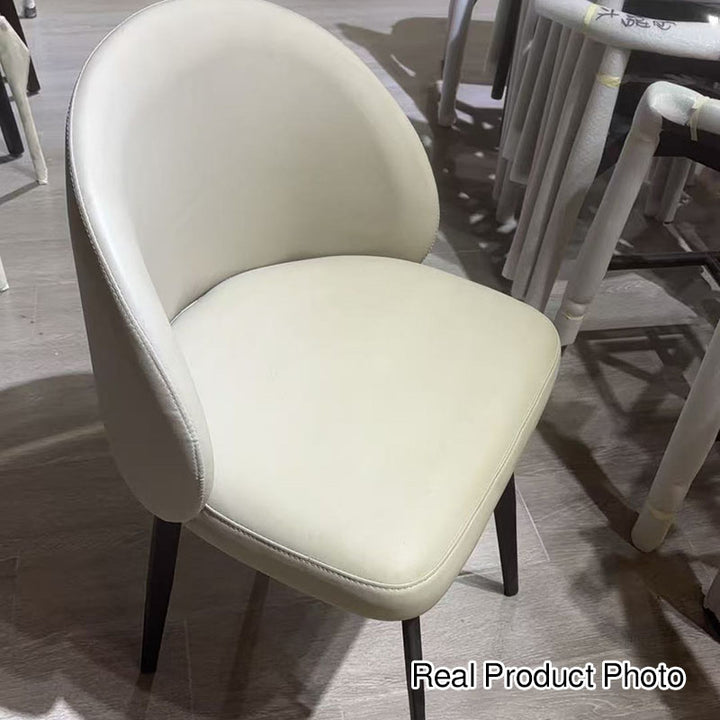 Modern Minimalist Microfiber Leather Plywood Carbon Steel Sponge Square Elliptical Curved Dining Chair Backrest For Dining Room