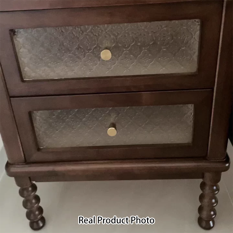 Table de chevet en bois massif, contreplaqué, verre, carrée, rectangulaire, vintage traditionnelle, en hévéa et bois de pin, à 2 tiroirs, pour chambre à coucher 