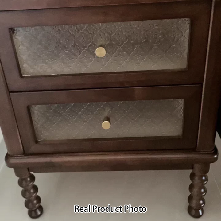 Table de chevet en bois massif, contreplaqué, verre, carrée, rectangulaire, vintage traditionnelle, en hévéa et bois de pin, à 2 tiroirs, pour chambre à coucher 