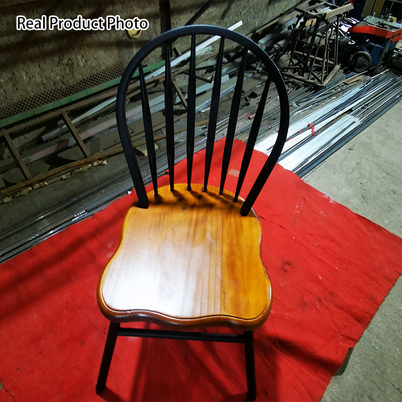 Modern Art Deco Rectangular Pine Wood Carbon Steel Dining Chair Backrest Armless For Dining Room &amp; Kitchen