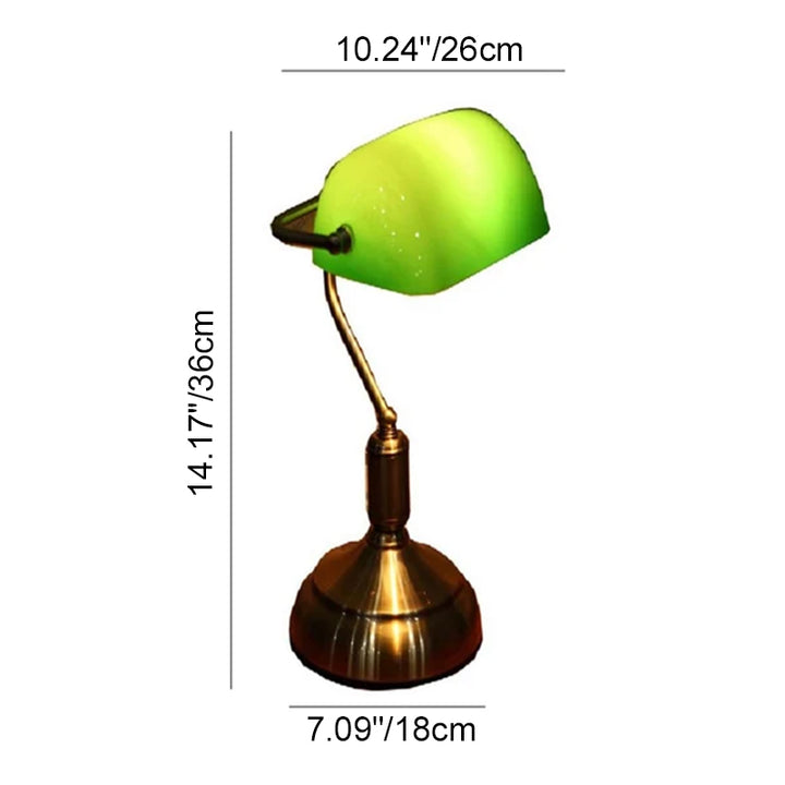 Lámpara de mesa de 1 luz con protección ocular de vidrio metálico retro moderno 