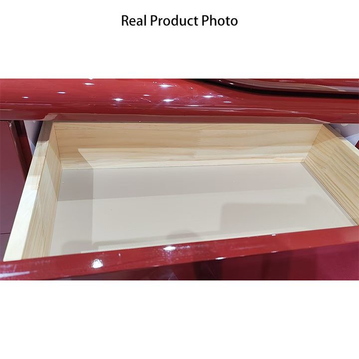 Stilvoller roter Schminktisch mit 6 Schubladen - Nordisches Design, langlebiges MDF &amp; Spanplatte aus Massivholz für das Schlafzimmer 