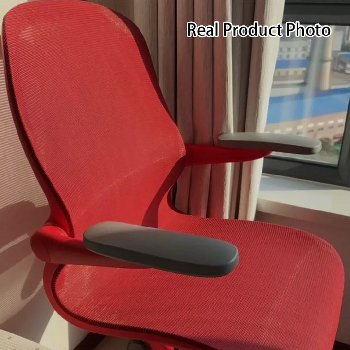 Chaise de bureau moderne minimaliste en PP et maille, réglable en hauteur, pivotante, avec accoudoirs relevables et roulettes pour bureau à domicile 