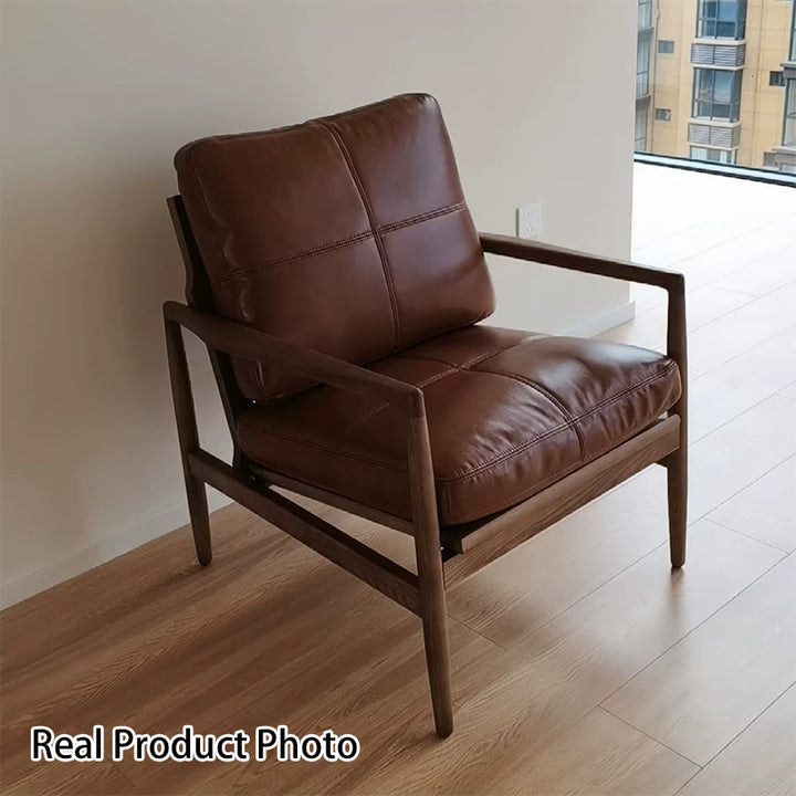 Tradicional Vintage Rectangular Imitación de Cuero Aceitado Terciopelo Silla de Acento de Madera de Caucho Respaldo Reposabrazos Para Sala de Estar 