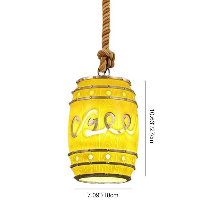 Lámpara colgante de 1 luz de resina de barril de vino vintage 