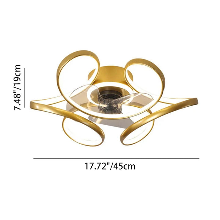 Modern Minimalist Line Acrylic Iron LED Flush Mount Fan Light
