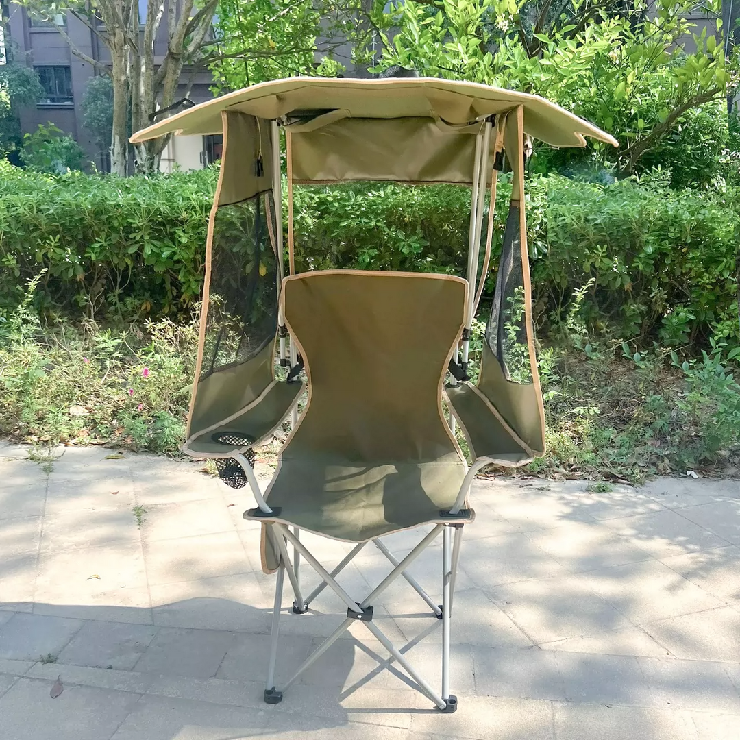 Modern Minimalist Rectangular Oxford Fabric Carbon Steel Folding Sunshade Camping Chair Backrest Armrest For Outdoor