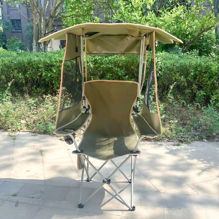 Modern Minimalist Rectangular Oxford Fabric Carbon Steel Folding Sunshade Camping Chair Backrest Armrest For Outdoor