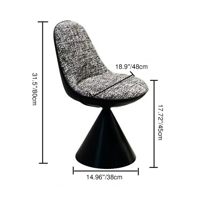 Tabouret de coiffeuse pivotant contemporain nordique rond en lin, cuir, MDF, fer, acier au carbone, sans dossier et sans accoudoirs pour chambre à coucher 