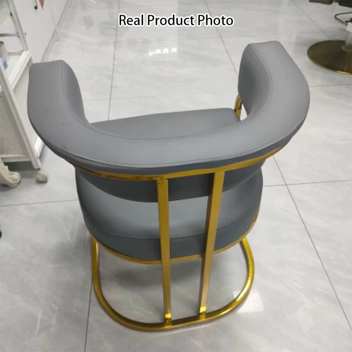 Moderna Minimalista Curvada Garra de Gato Cuero Acero Silla de Comedor Respaldo Sin Brazos Para Comedor 