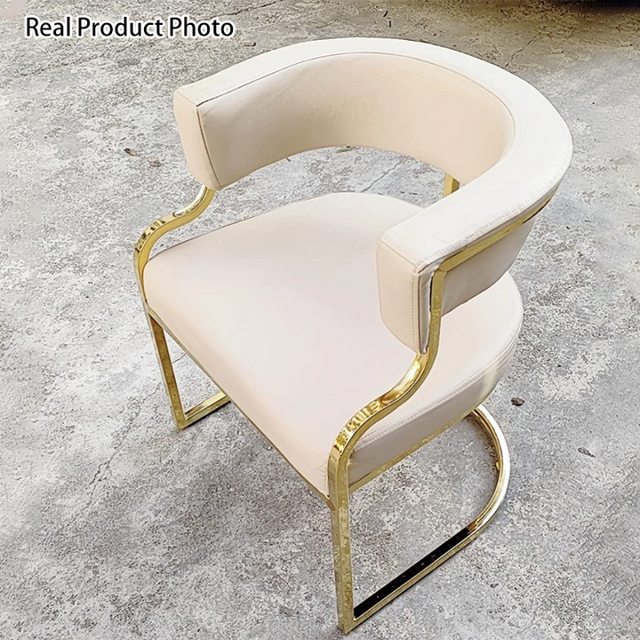 Moderna Minimalista Curvada Garra de Gato Cuero Acero Silla de Comedor Respaldo Sin Brazos Para Comedor 
