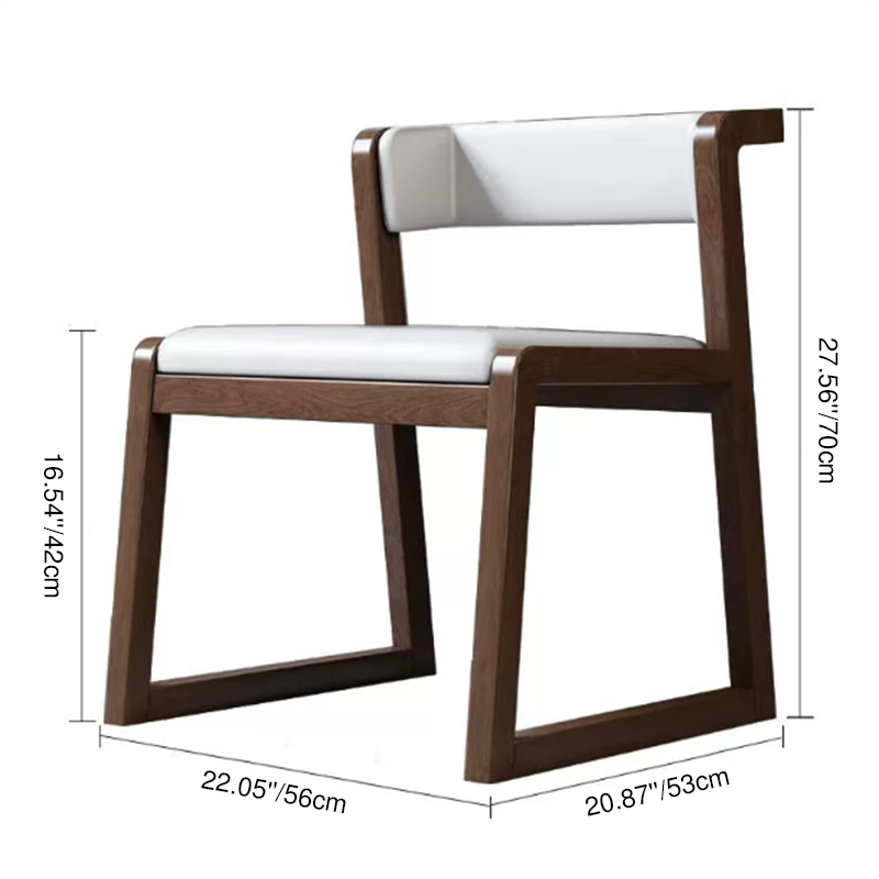 Traditional Chinese Bent Square Right Angle PU Leather Ash Wood Dining Chair Backrest For Dining Room