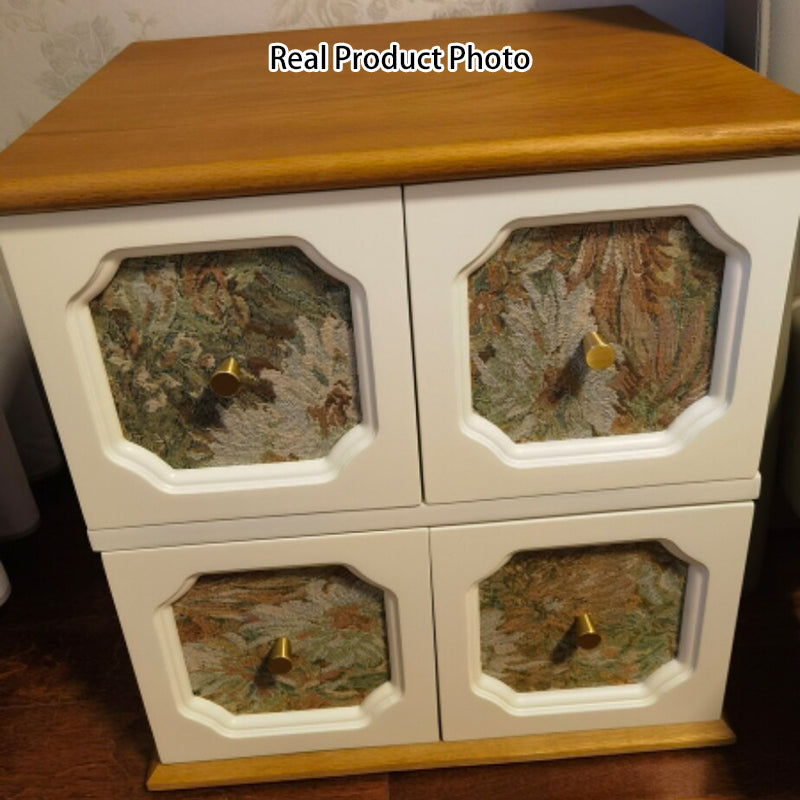 Traditioneller französischer Nachttisch aus massivem Holz mit floraler Textur, rechteckig, mit 2 Aufbewahrungsfächern für das Schlafzimmer 