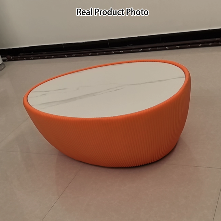 現代的な北欧の岩板PUレザー木製小石型リビングルーム用コーヒーテーブル 
