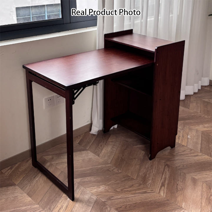 Modern Minimalist Rectangular Bamboo Medium Density Fiberboard Makeup Vanity 2-Cabinet Foldable For Bedroom