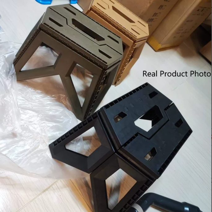 Contemporary Industrial PP Rectangular Triangle Leg Foldable Portable Low Stool Backless For Outdoor