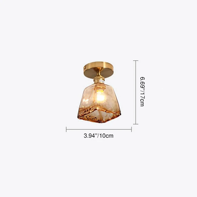 Modern Minimalist Glass Copper Amber Multi-Style 1-Light Flush Mount Light For Living Room &amp; Bedroom