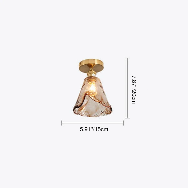Modern Minimalist Glass Copper Amber Multi-Style 1-Light Flush Mount Light For Living Room &amp; Bedroom