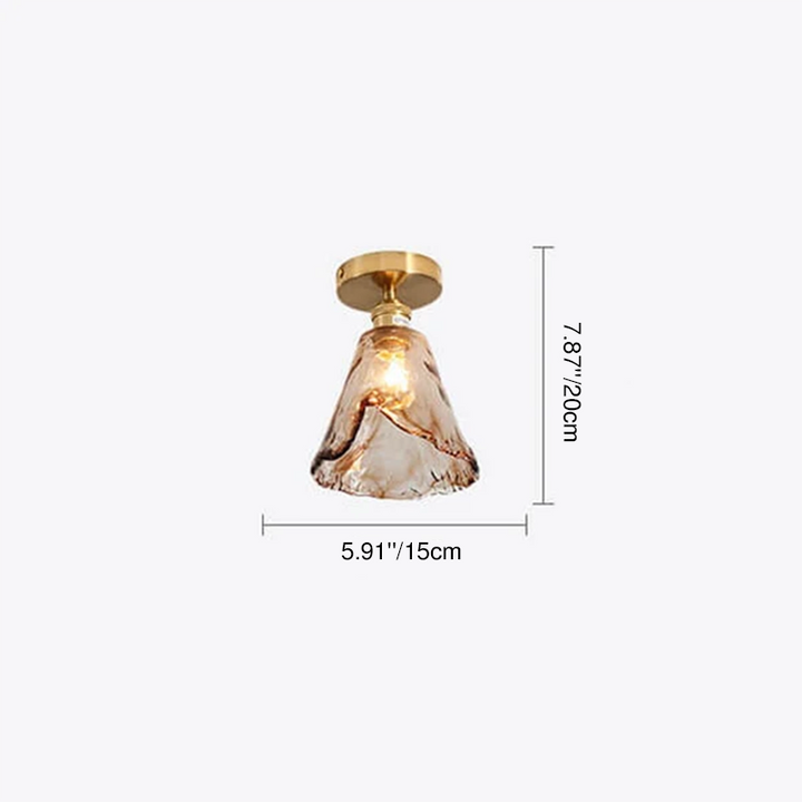 Modern Minimalist Glass Copper Amber Multi-Style 1-Light Flush Mount Light For Living Room &amp; Bedroom