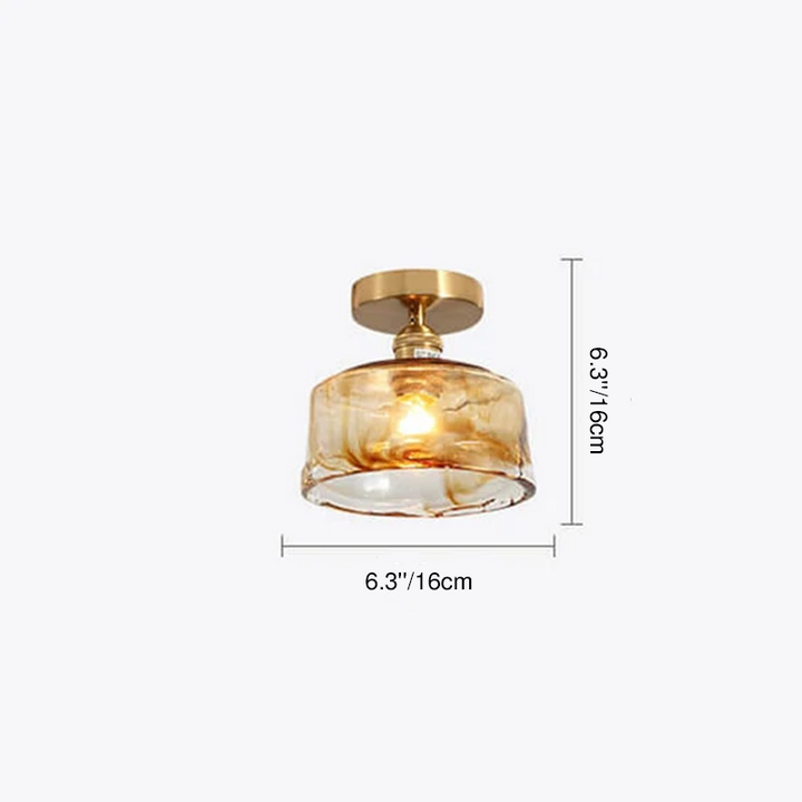 Modern Minimalist Glass Copper Amber Multi-Style 1-Light Flush Mount Light For Living Room &amp; Bedroom