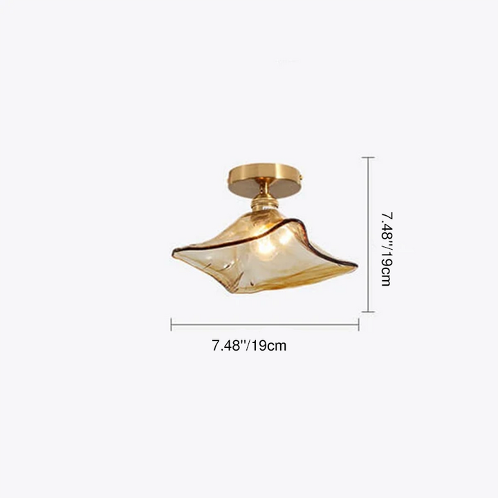 Modern Minimalist Glass Copper Amber Multi-Style 1-Light Flush Mount Light For Living Room &amp; Bedroom