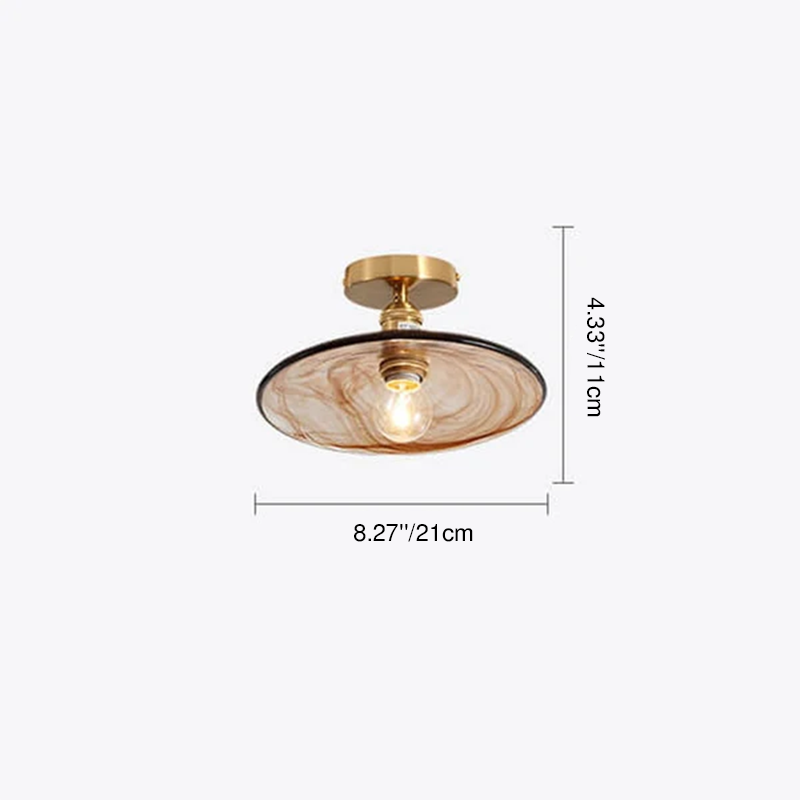 Modern Minimalist Glass Copper Amber Multi-Style 1-Light Flush Mount Light For Living Room &amp; Bedroom