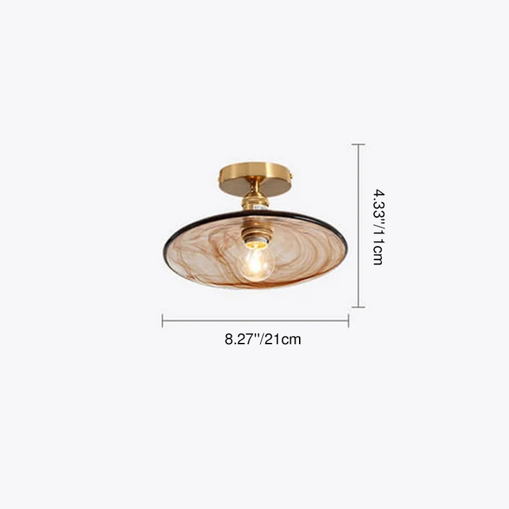 Modern Minimalist Glass Copper Amber Multi-Style 1-Light Flush Mount Light For Living Room &amp; Bedroom