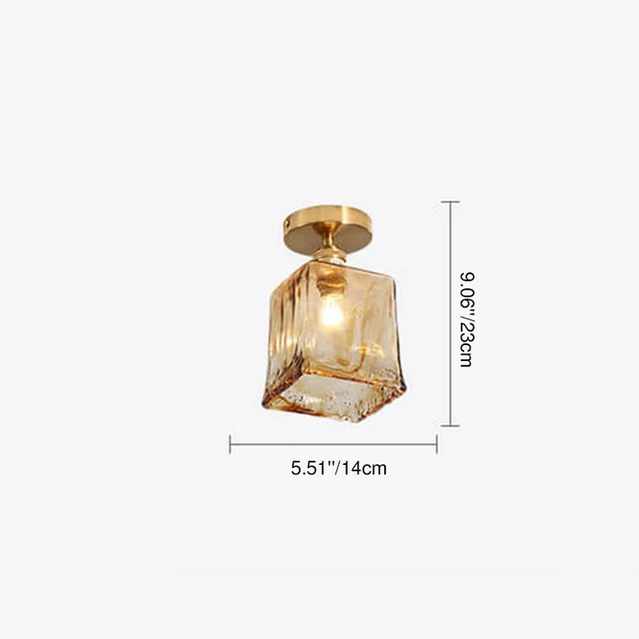 Modern Minimalist Glass Copper Amber Multi-Style 1-Light Flush Mount Light For Living Room &amp; Bedroom