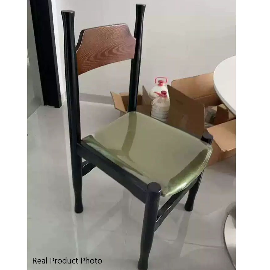 Silla de comedor cuadrada cilíndrica de madera maciza con tapizado Sherpa de estilo chino tradicional y respaldo para comedor 
