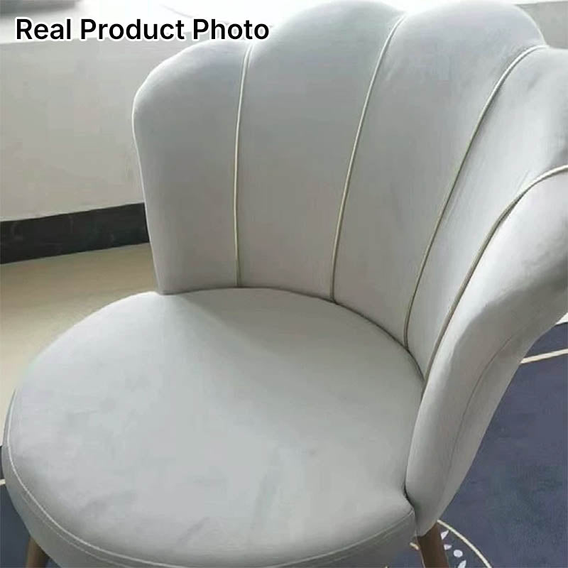 Contemporary Scandinavian Velvet Iron Sponge Latex Round Shell Vanity Stool Backrest For Bedroom