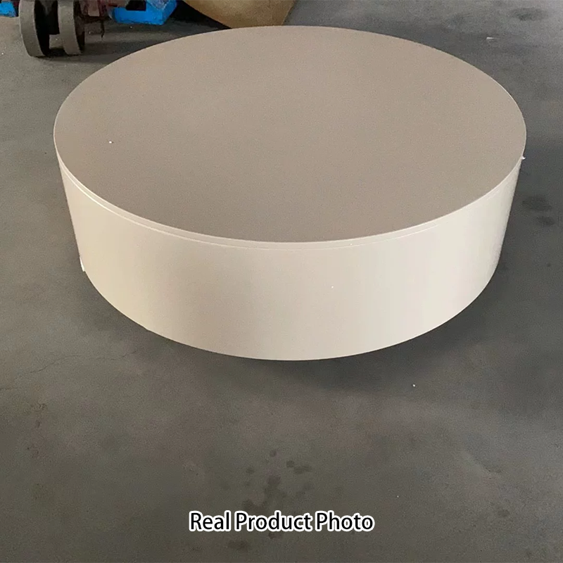 Modern Minimalist Round Plywood Metal Glass Coffee Table Set 2-Drawer For Living Room