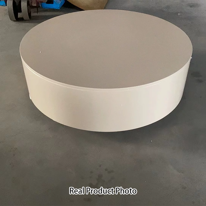 Modern Minimalist Round Plywood Metal Glass Coffee Table Set 2-Drawer For Living Room