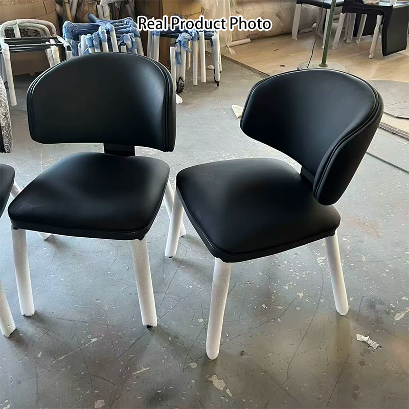 Modern Minimalist Microfiber Leather Carbon Steel Sponge Square Dining Chair Backrest For Dining Room