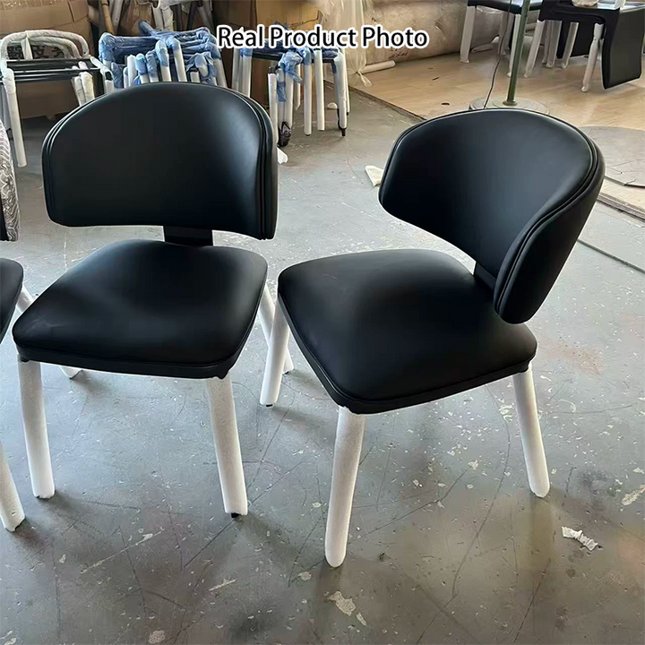 Modern Minimalist Microfiber Leather Carbon Steel Sponge Square Dining Chair Backrest For Dining Room