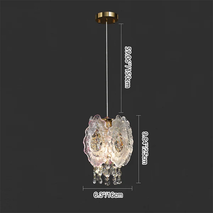 Modern Luxury Iron Crystal Liuli Material Butterfly-shaped 1-Light Pendant Light For Bedroom &amp; Living Room