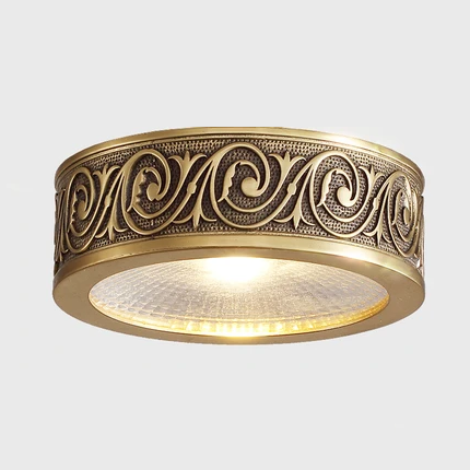 Moderne Luxus Ultra Dünne Geschnitzte Messing Runde Röhre LED Strahler Deckenleuchte Für Schlafzimmer 