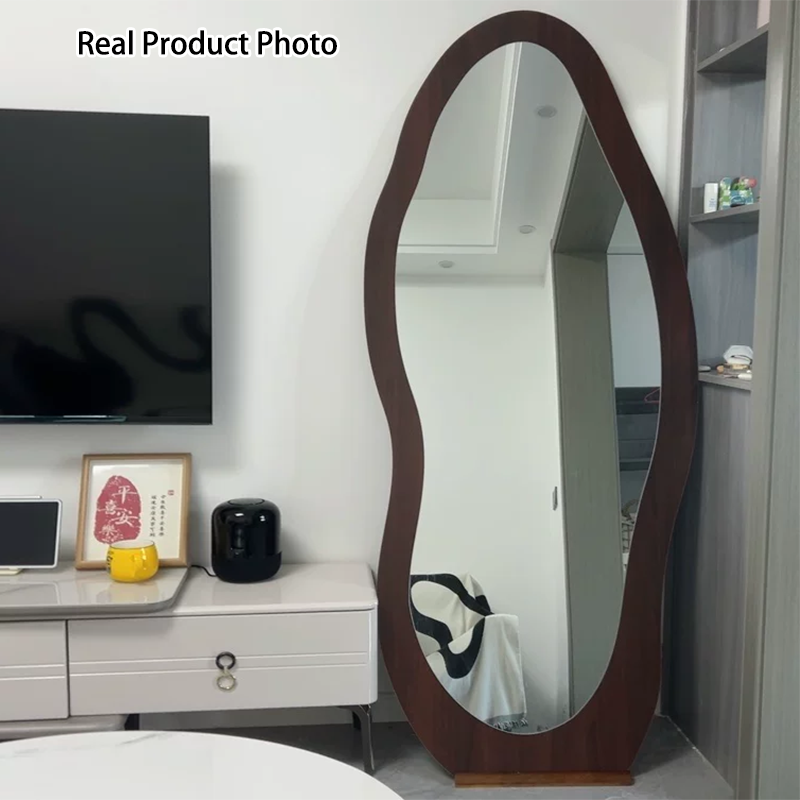 Zeitgenössischer Retro-MDF-Glas-Oval-Wellen-Vollkörper-Boden Spiegel für Wohnzimmer und Schlafzimmer 